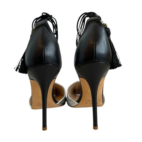 J. CREW Roxie Ankle Tie Tassel Pumps in Silver, Black, and Pink Women's Size 8 - Picture 8 of 16